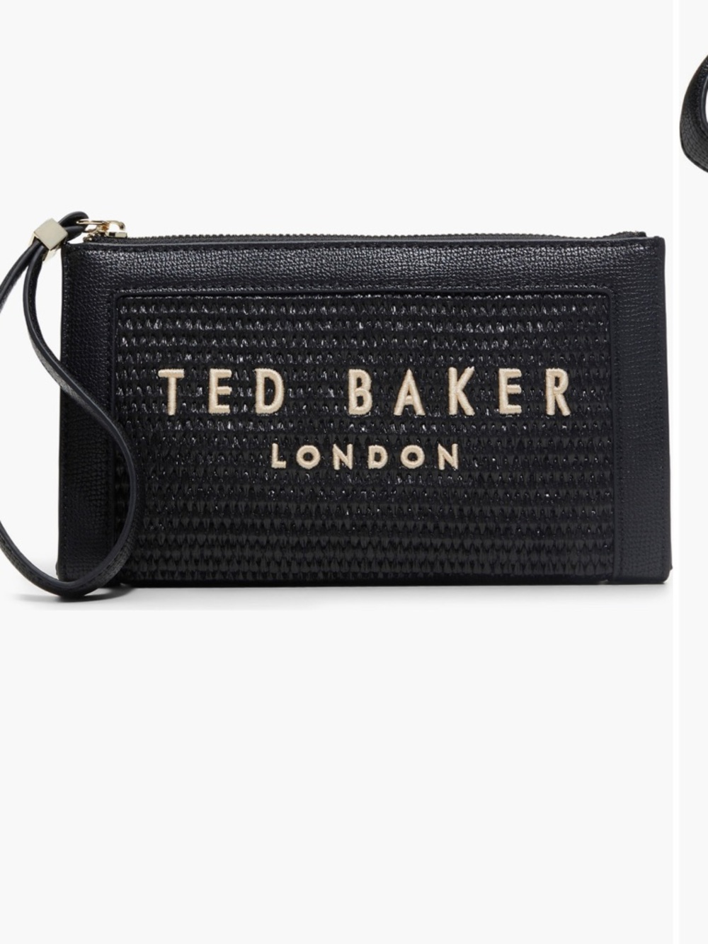 Ted Baker Black Wristlet Clutch with Gold Logo